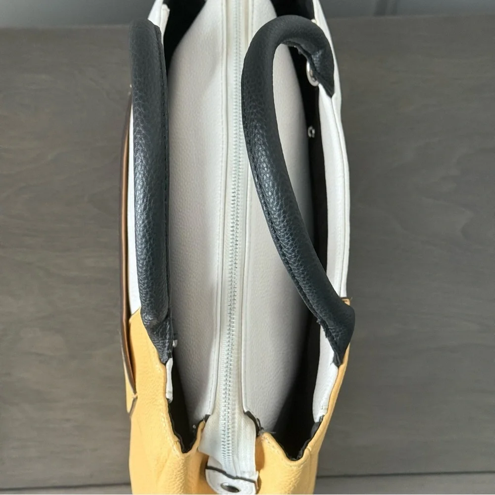 Tahari Two-Tone in Yellow & White Leather Handbag Crossbody